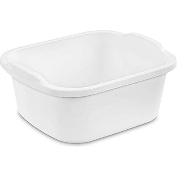 Sterilite 06478008 Durable Heavy-Duty Reinforced Multipurpose Plastic 12 Quart Kitchen Dishpan with Molded Handles, White 24 Pack