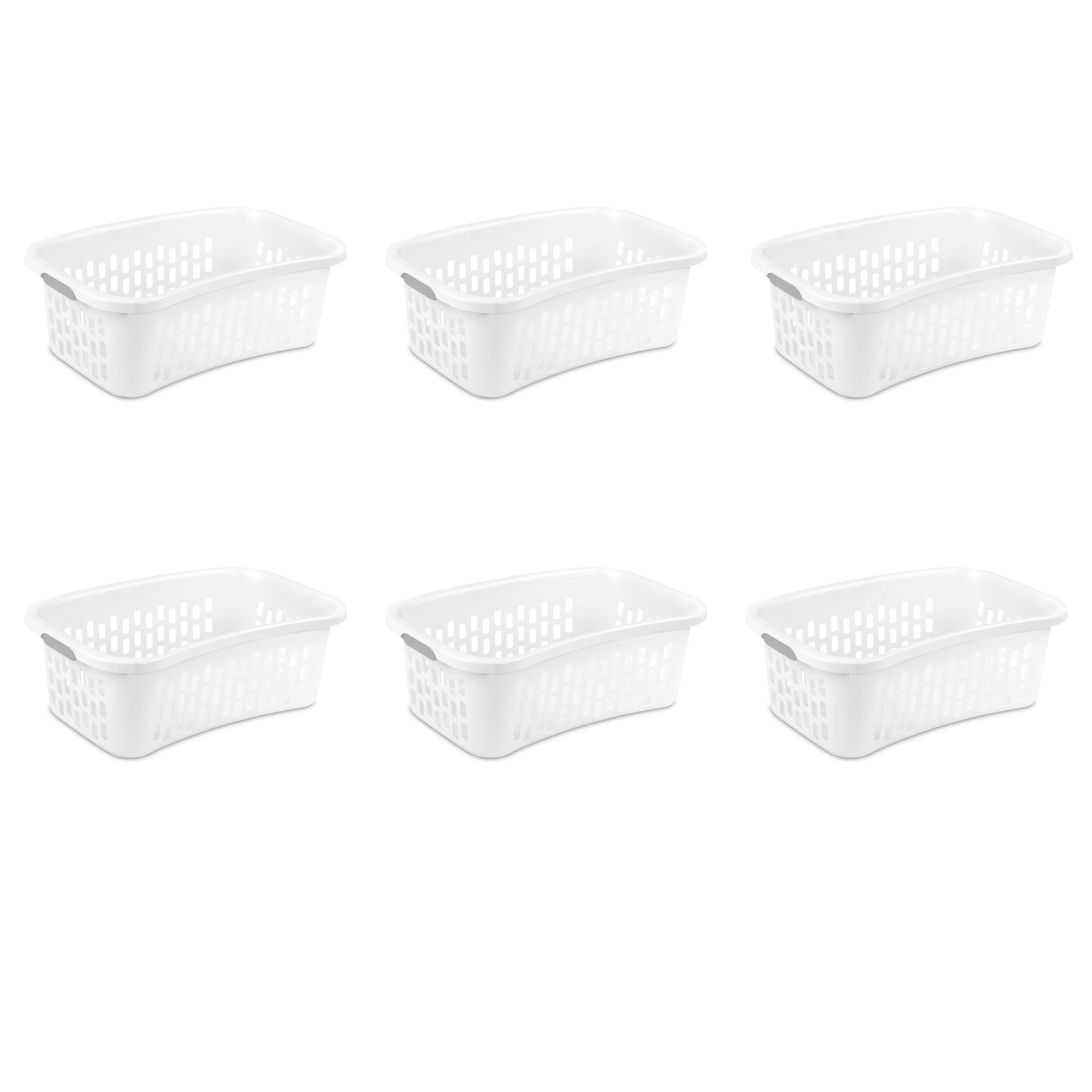 Sterilite 1.5 Bushel HipHold Laundry Basket, Contoured Shape and Comfort Handles for Easy Carrying, White, 6 Count