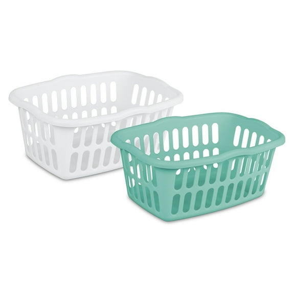 Sterilite 1.5 Bushel Large Rectangular Plastic Laundry Basket Bins, 12 Pack