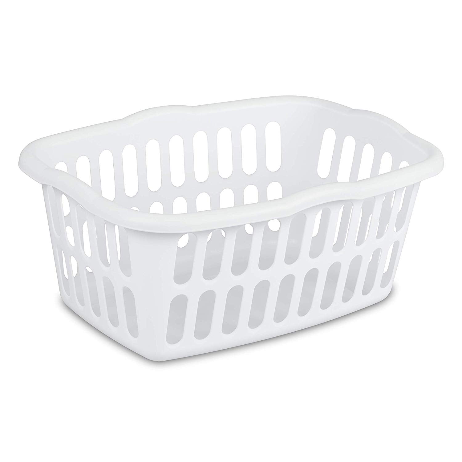 Sterilite 1.5 Bushel Plastic Stackable Clothes Laundry Basket Bin, White