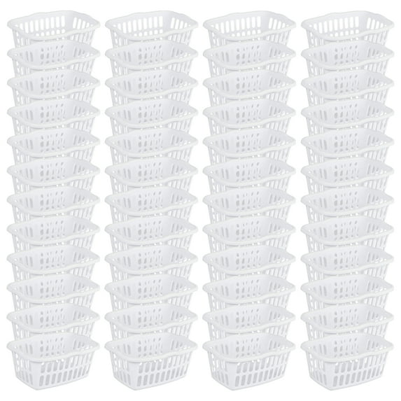 Sterilite 1.5 Bushel Plastic Stackable Laundry Basket Bin, White (48 Pack)