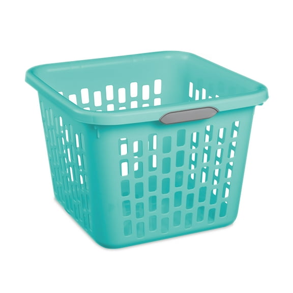 Sterilite Small 1.5 Bushel Square Plastic Laundry Basket with 2 Comfort Grip Handles, Teal, Adult