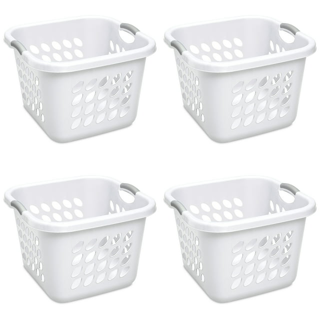 Sterilite 1.5 Bushel Ultra™ Square Laundry Basket Plastic, White, Set of 4