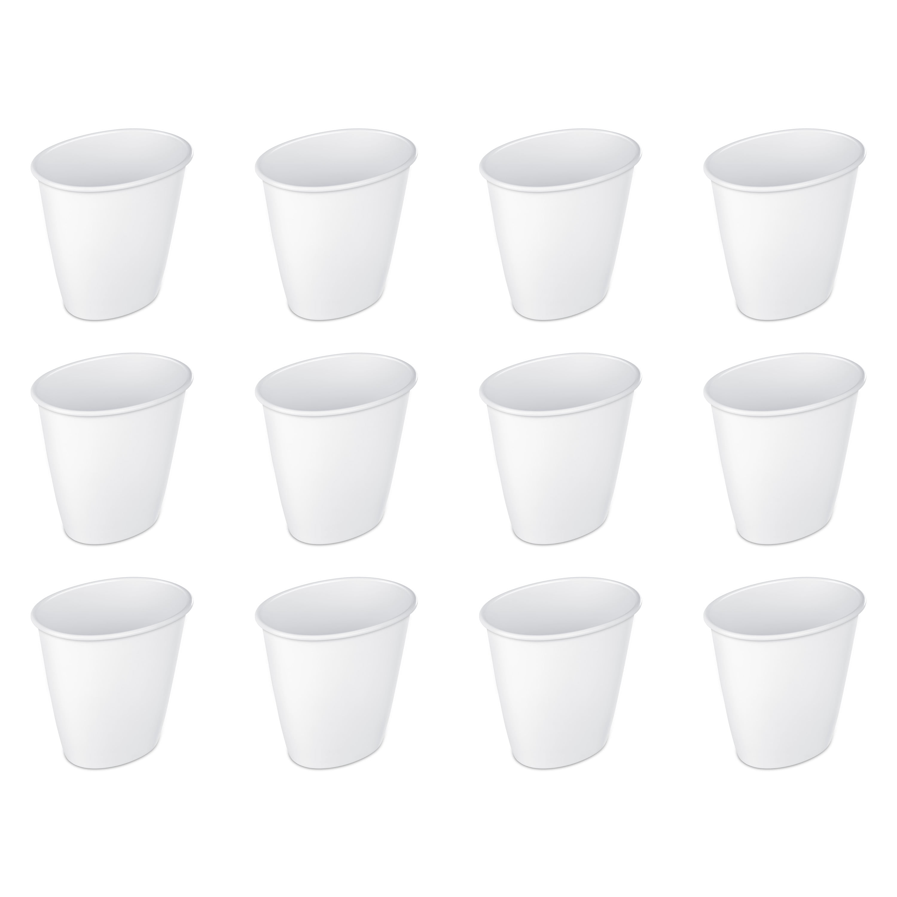 Sterilite 1.5 Gal. Oval Vanity Wastebasket Plastic, White, Set of 12 ...