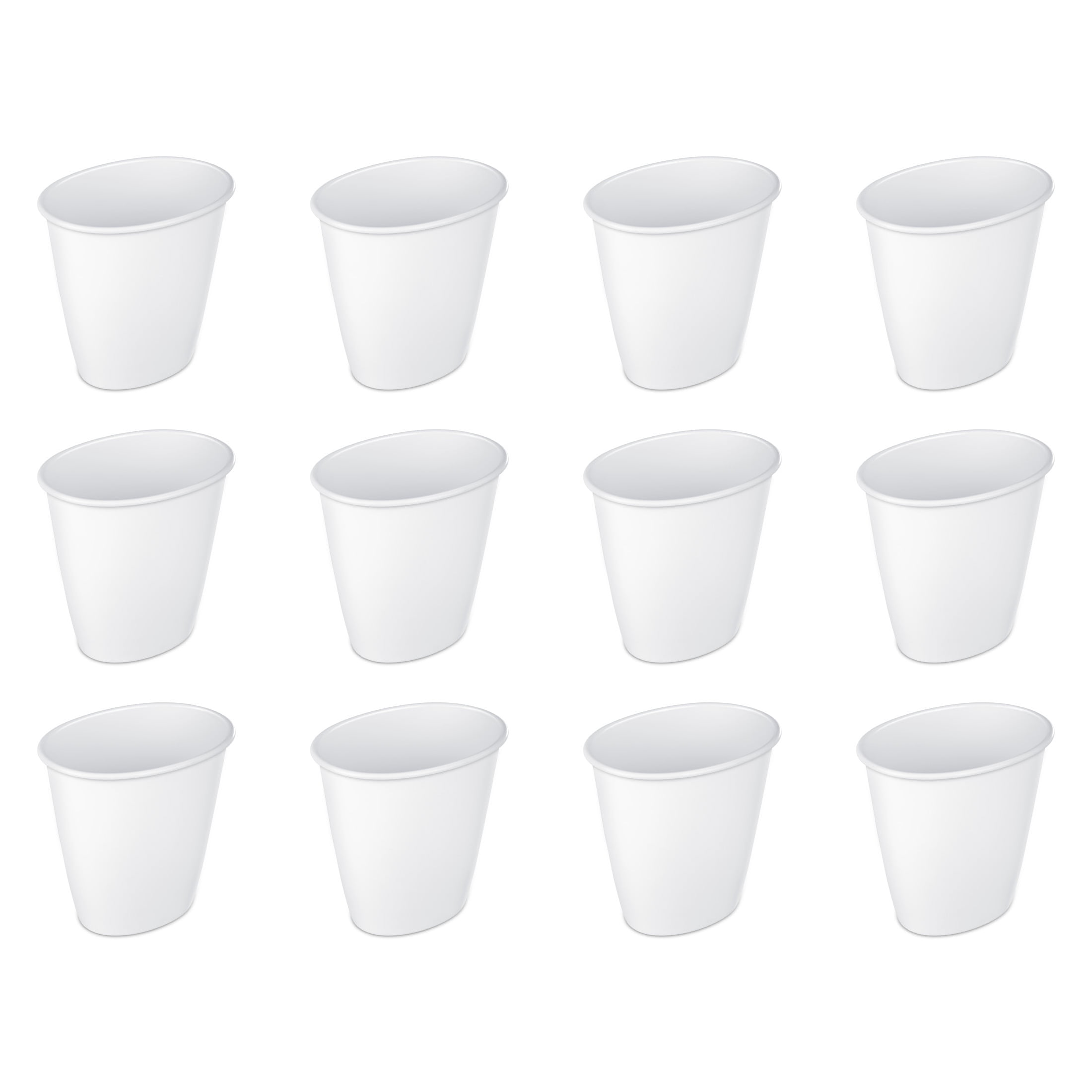 Sterilite Bathroom Trash Can, 1.5 Gallon Small Plastic Garbage Bucket Bin with No Lid, White, 12 Count