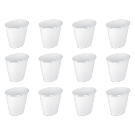 Sterilite Bathroom Trash Can, 1.5 Gallon Small Plastic Garbage Bucket Bin with No Lid, White, 12 Count