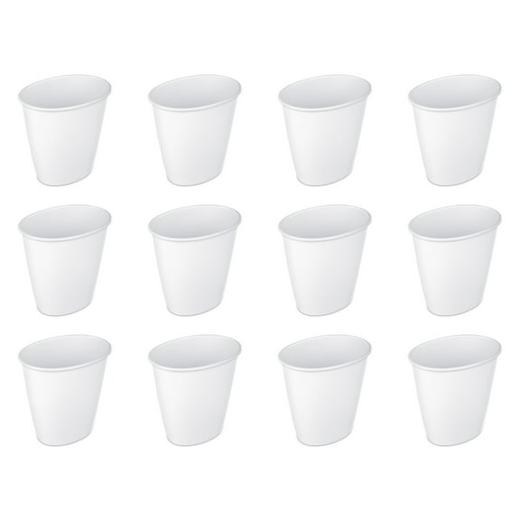 Sterilite Bathroom Trash Can, 1.5 Gallon Small Plastic Garbage Bucket Bin with No Lid, White, 12 Count