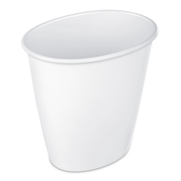 Sterilite Small Bathroom Trash Can, 1.5 Gallon Plastic Garbage Bucket Bin with No Lid, White