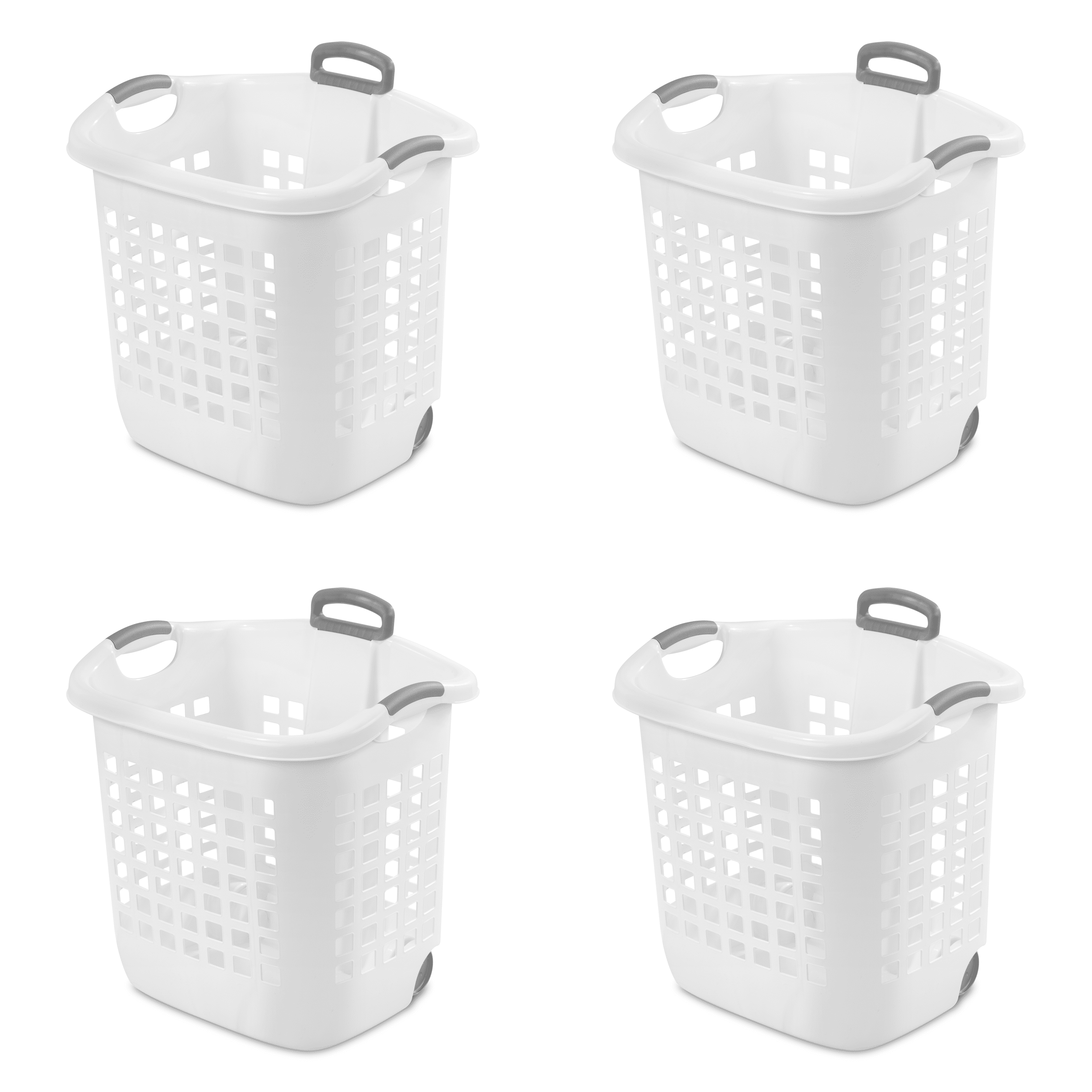 Sterilite 1.75 Bushel Ultra™ Wheeled Laundry Basket White Case of 4
