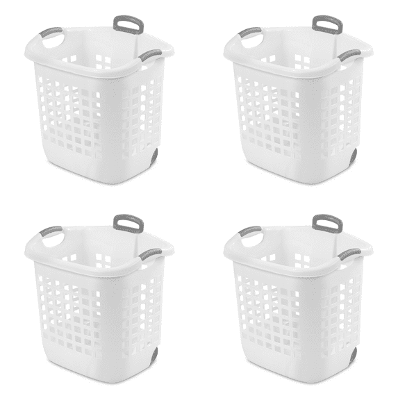 Sterilite 1.75 Bushel Ultra™ Wheeled Laundry Basket White Case of 4
