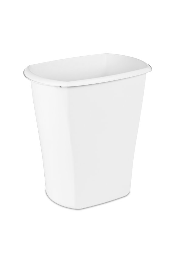 Large Kitchen Trash Can, 10 Gallon Plastic Garbage Bin with No Lid, White