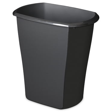 Sterilite 10 Gallon Rectangular Wastebasket, Large Open Plastic Trash Can for Kitchen, Black