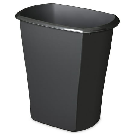 Sterilite Large Kitchen Trash Can, 10 Gallon Plastic Garbage Bin with No Lid, Black