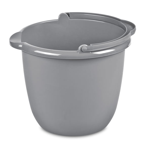 Sterilite 10 Qt Durable Plastic Mop Bucket with Pour Spout and Handle, Titanium Gray