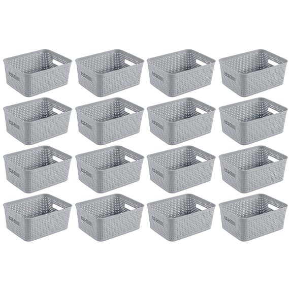 Sterilite 10 x 8 x 4.25 Inch Woven Rectangular Short Basket (16 Pack)