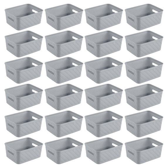 Sterilite 10 x 8 x 4.25 Inch Woven Rectangular Short Basket (24 Pack)