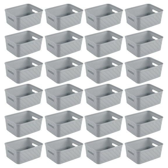 Sterilite 10 x 8 x 4.25 Inch Woven Rectangular Short Basket (24 Pack)
