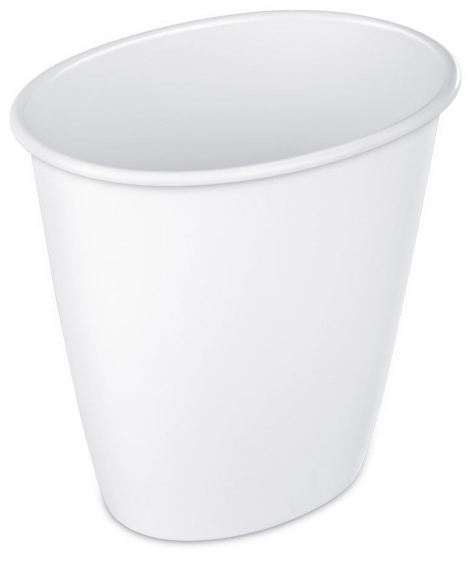 White Oval Plastic Wastebasket for Office and Home, 1.5 Gallon