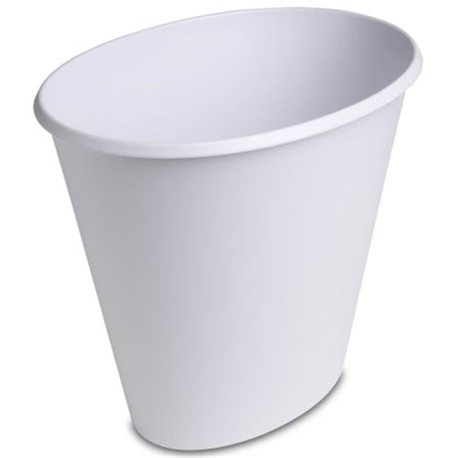 Slim White Plastic 2.5 Gallon Oval Wastebasket
