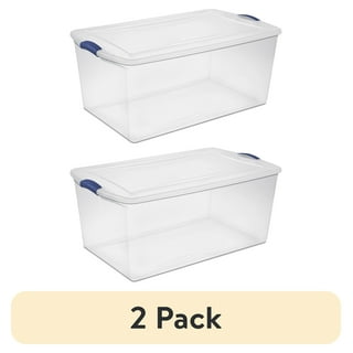 Sterilite 105 Qt. Clear Plastic Latching Box, Blue Latches with Clear Lid 