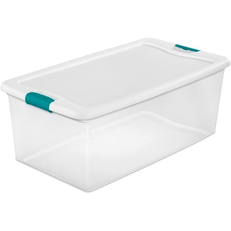 Sterilite 106 Qt Plastic Latch Box, Clear