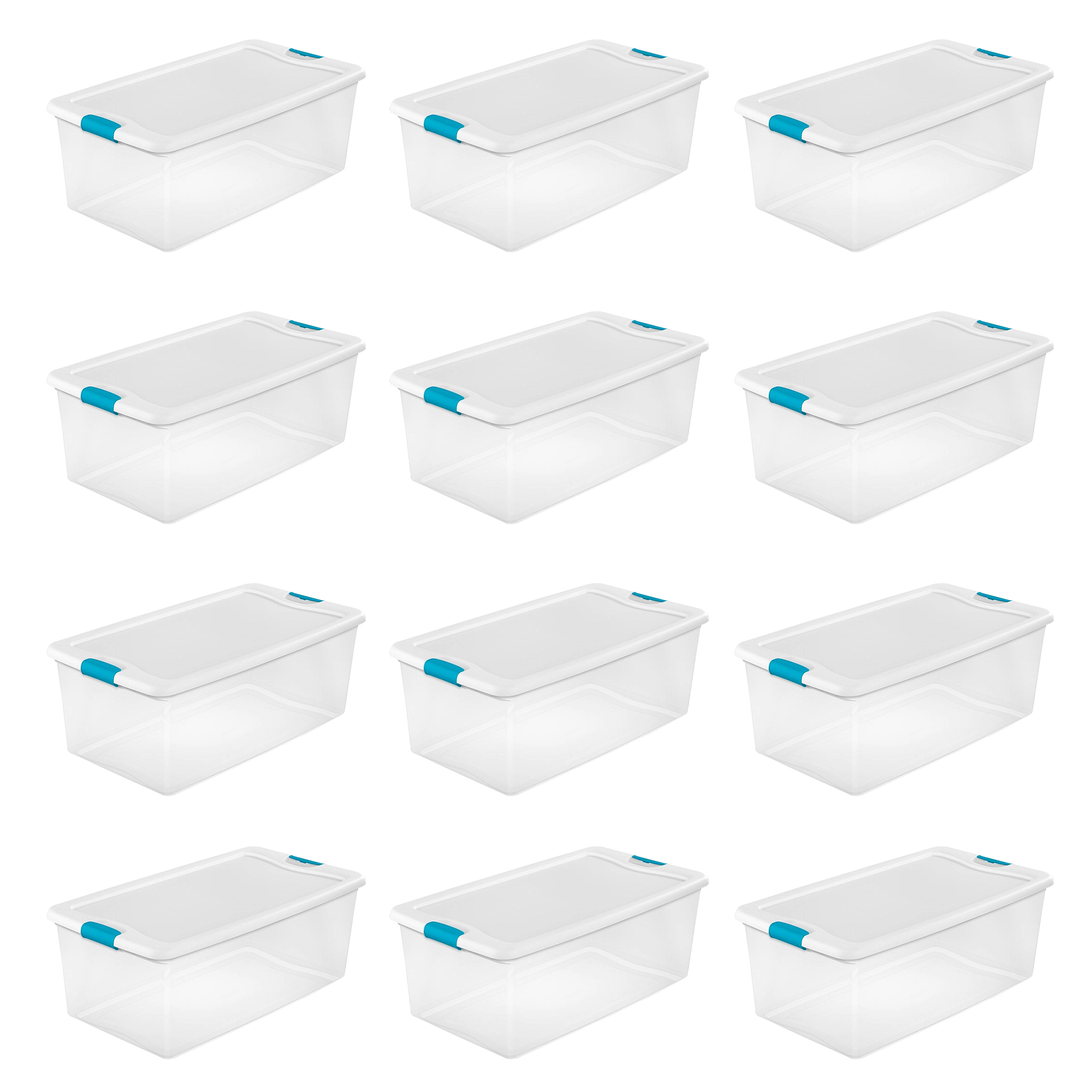 Sterilite 106 Quart Clear Plastic Storage Bin with White Latch Lid, 12 Pack - image 1 of 11