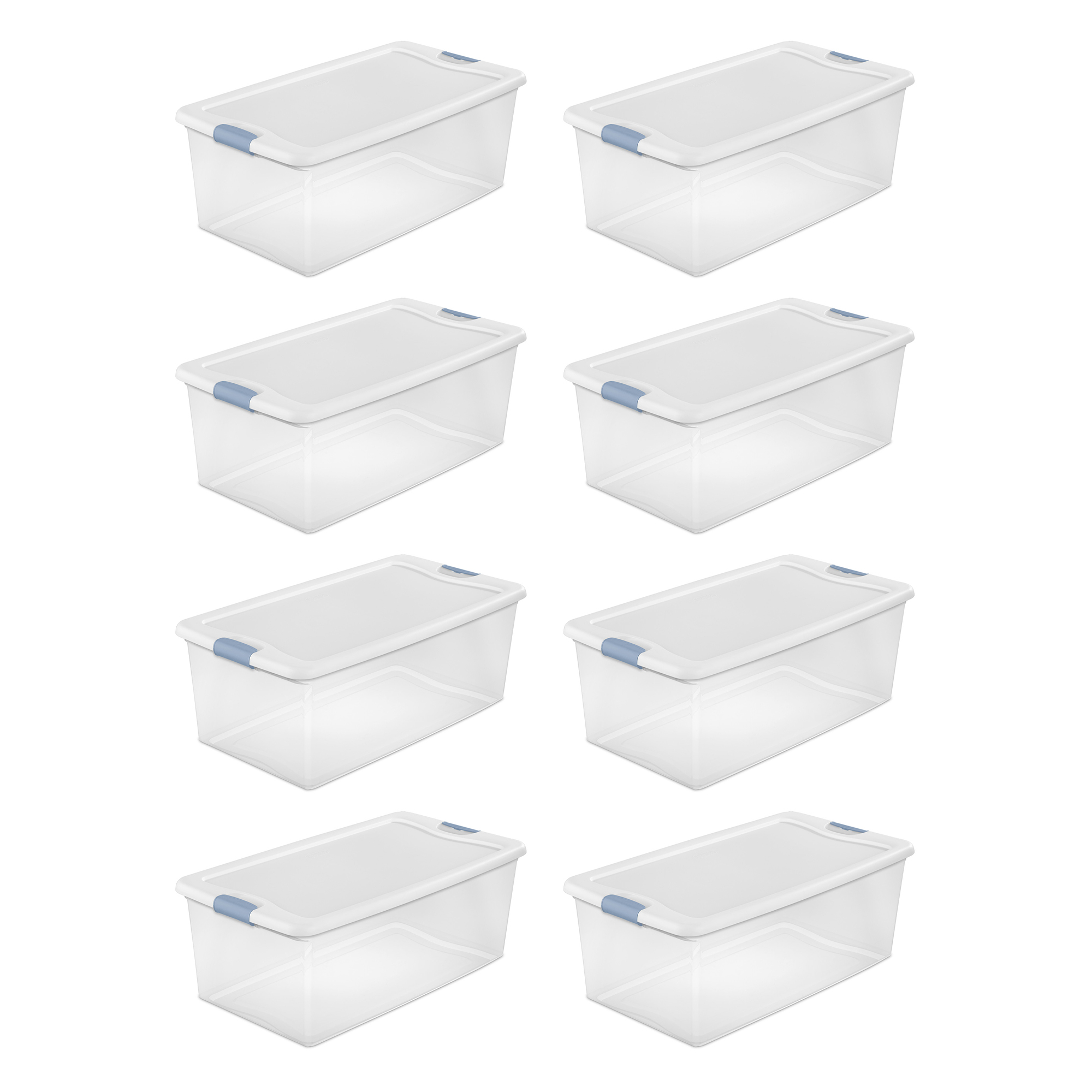 Sterilite 106 Quart Clear Plastic Storage Bin with White Latch Lid, 8 ...