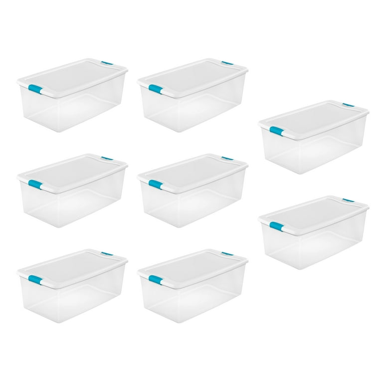 Sterilite 106 qt Clear & Blue Stackable Latching Storage Box Container (24 Pack)