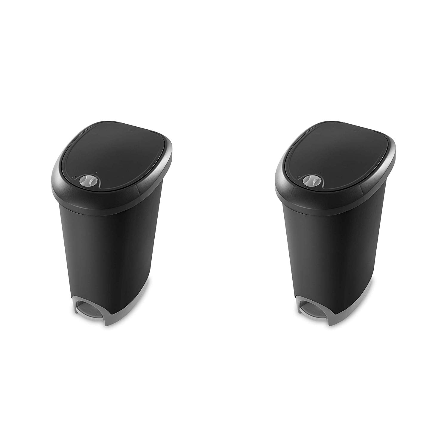 Sterilite 10739002 12.6 Gallon Locking StepOn Wastebasket, Black, 2-Pack