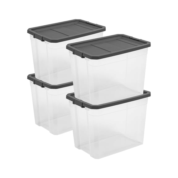 Sterilite 108 Qt. Clear Stacker Storage Container w/ Latching Lid, (4 Pack)