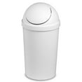 thumbnail image 1 of Sterilite 10838006 3 Gallon Round Swing Top Plastic Wastebasket, White (12 Pack), 1 of 9