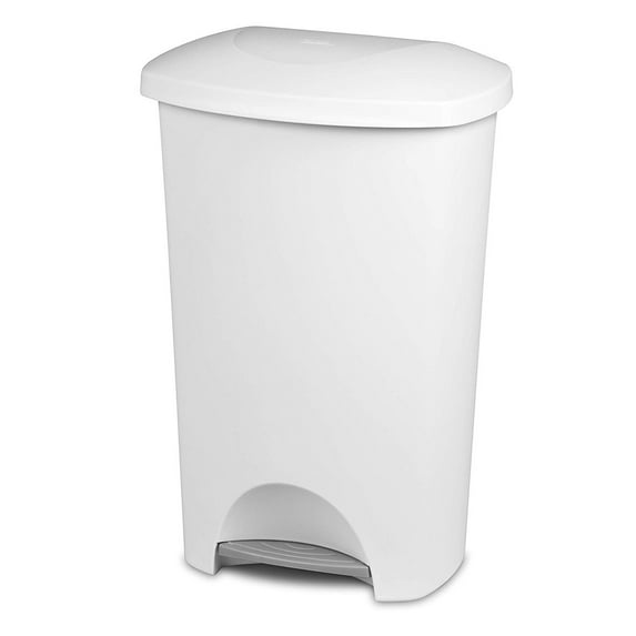 Sterilite 11 Gal./42 L StepOn Wastebasket, White