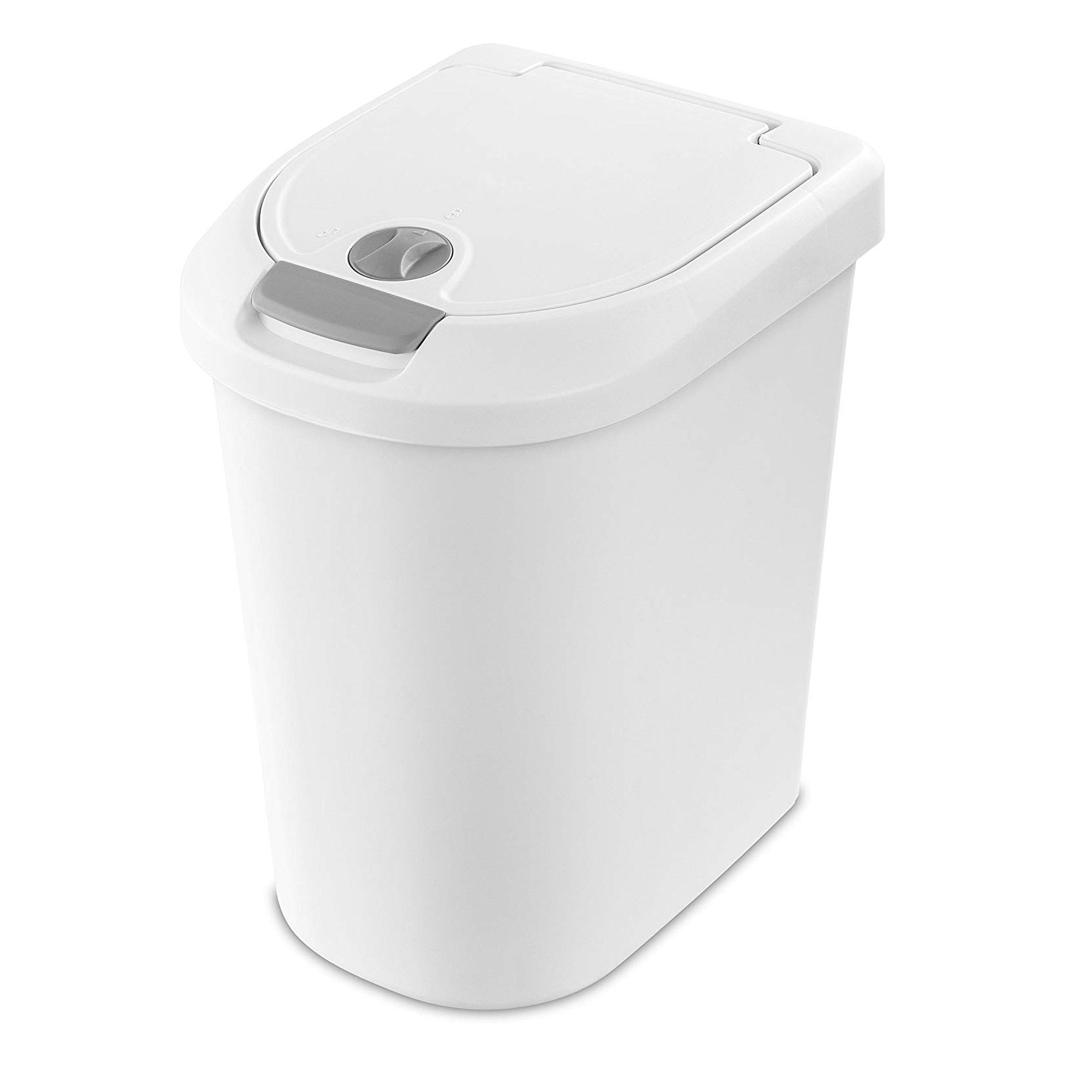 6028251 WSTEBSKT POLY WHT 7.3GAL Sterilite 7.3 gal White Polypropylene TouchTop Locking Wastebasket
