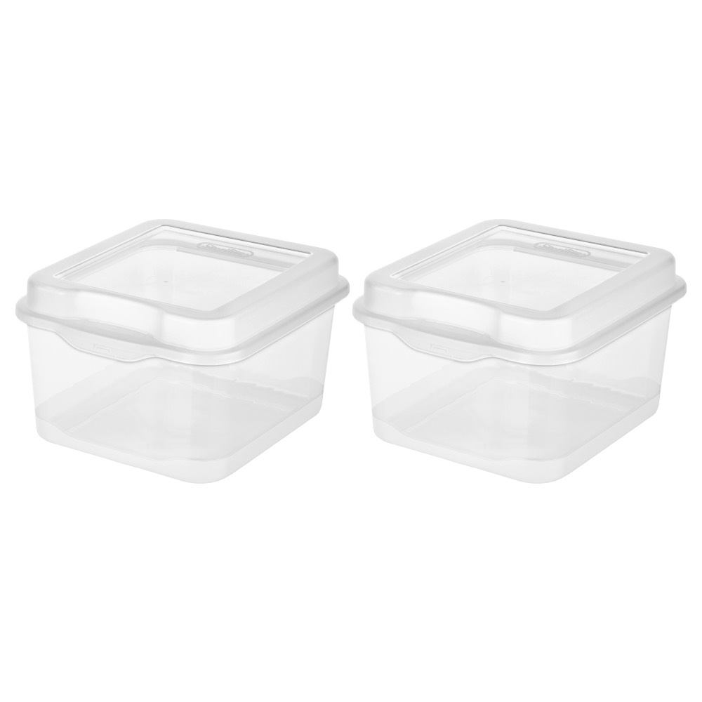 Sterilite 11.22 Gallon Flip Top Plastic Storage Boxes, Clear, 2 Count ...