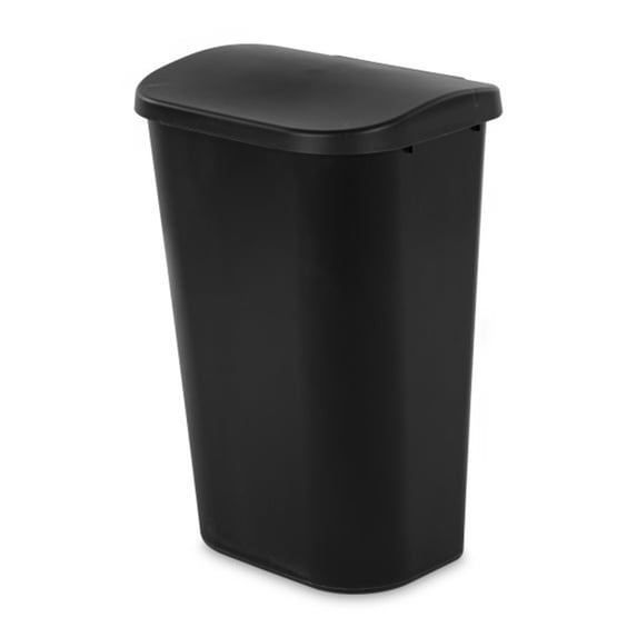 Sterilite 11.3 Gallon Lift Top Lid Wastebasket Trash Can, Black (6 Pack)