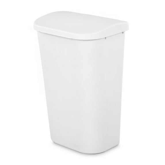 Sterilite 11.3 Gallon Lift Top Lid Wastebasket Trash Can, White (6 Pack)