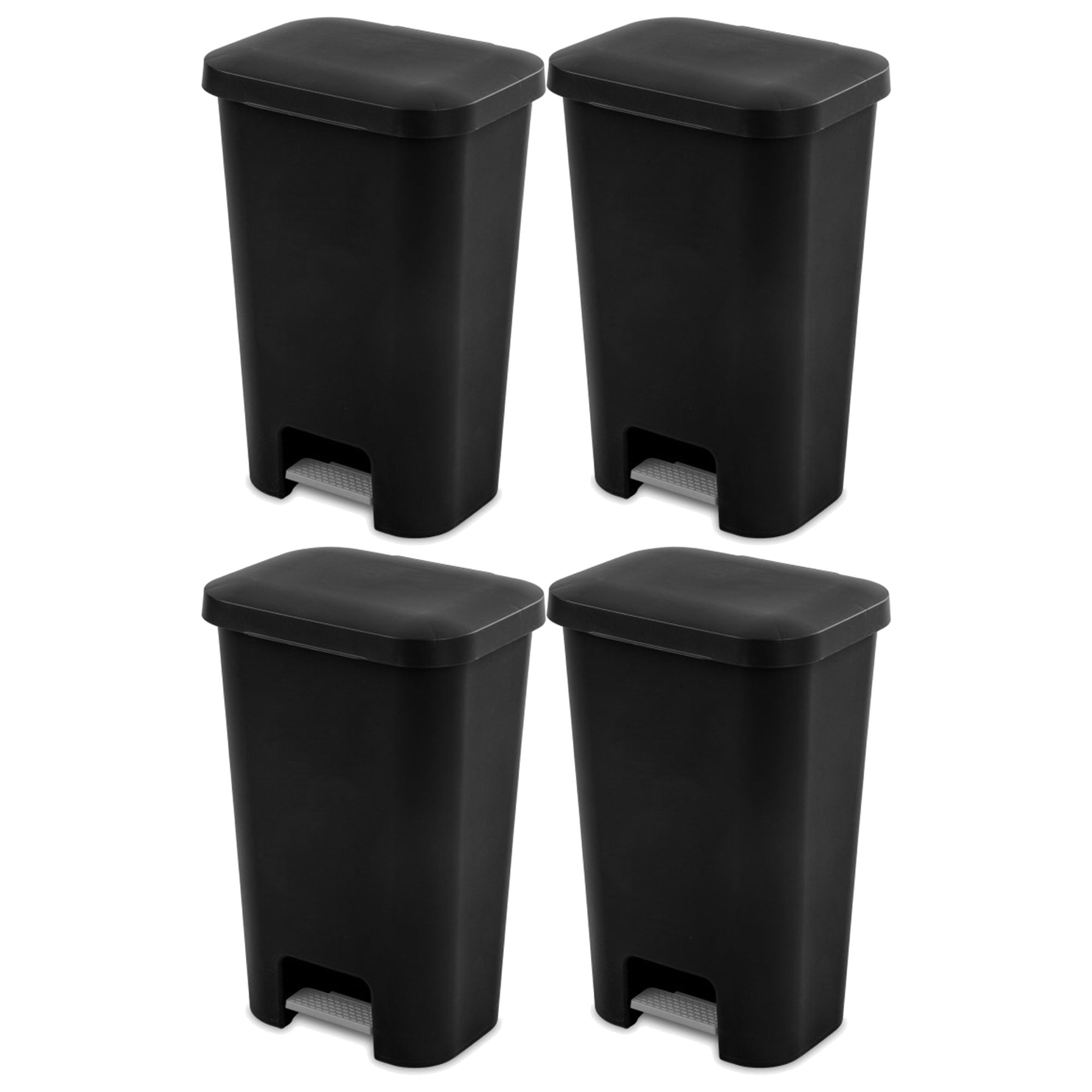 Sterilite 11.9 Gal Rectangle Step On Trash Kitchen Wastebasket (4