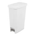 thumbnail image 1 of Sterilite 11 Gal Slim StepOn Handsfree Portable Wastebasket, White (8 Pack), 1 of 8