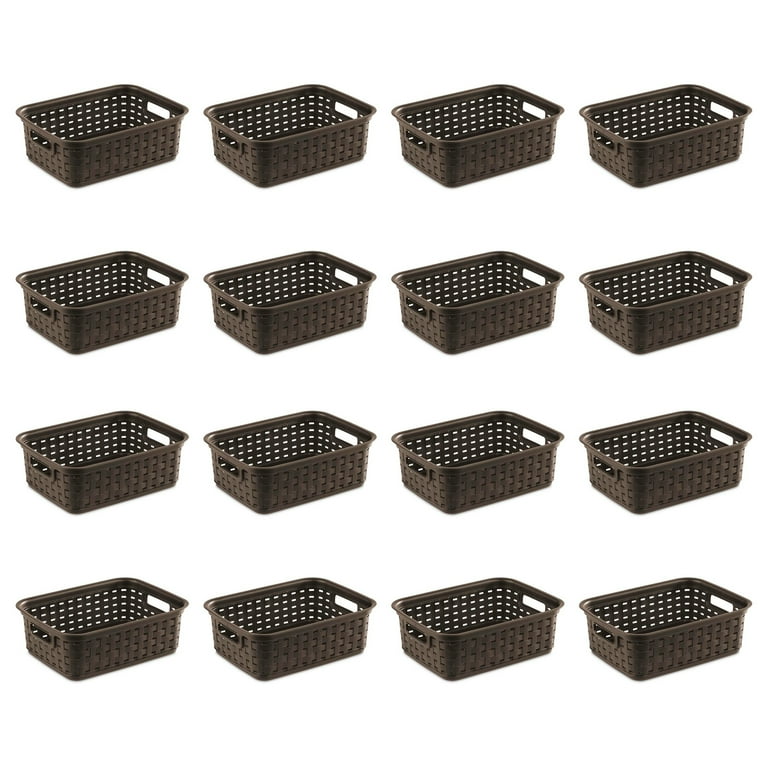 Sterilite 11 Inch Small Weave Storage Organizer Basket, Espresso