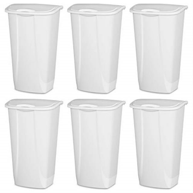 Sterilite 11 gal Plastic Swing Top Kitchen Trash Can, White