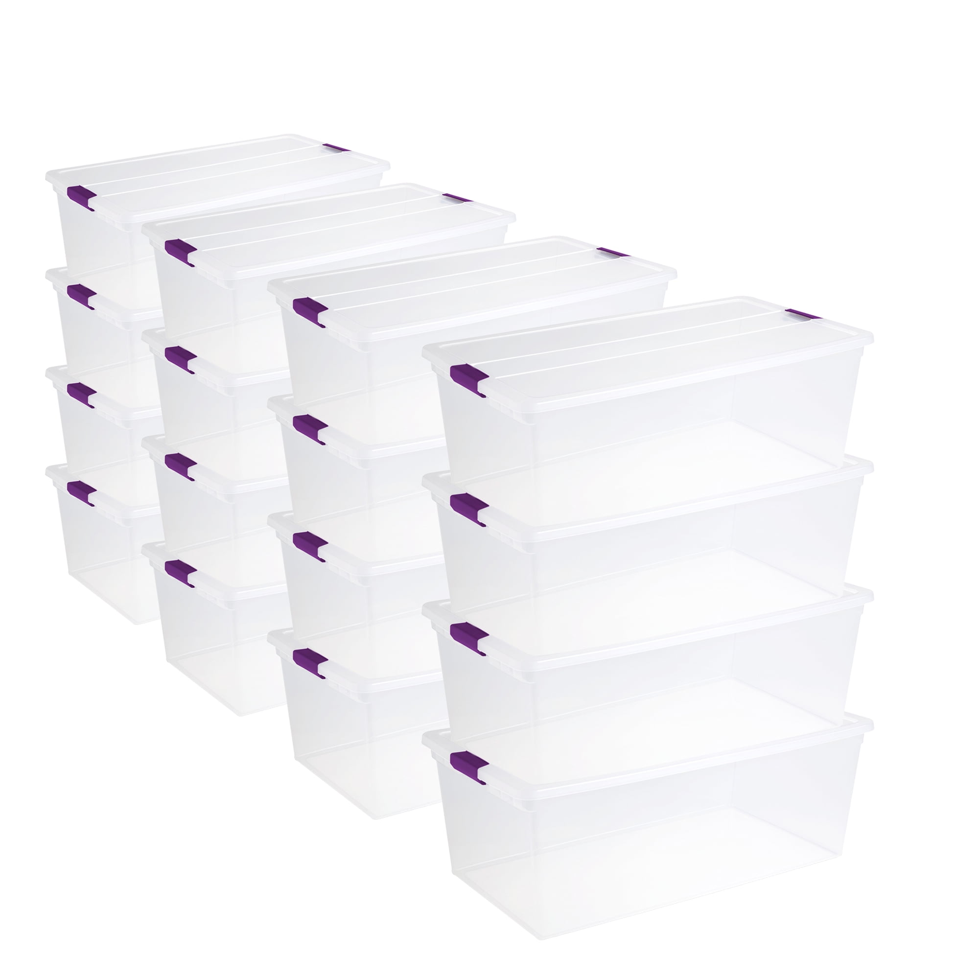Sterilite 110 Qt Clear Storage Box, Secure Lid, Stackable, 16 Pack