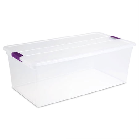 Sterilite 110 Qt Clear Storage Box with Secure Latching Lid, (8 Pack)