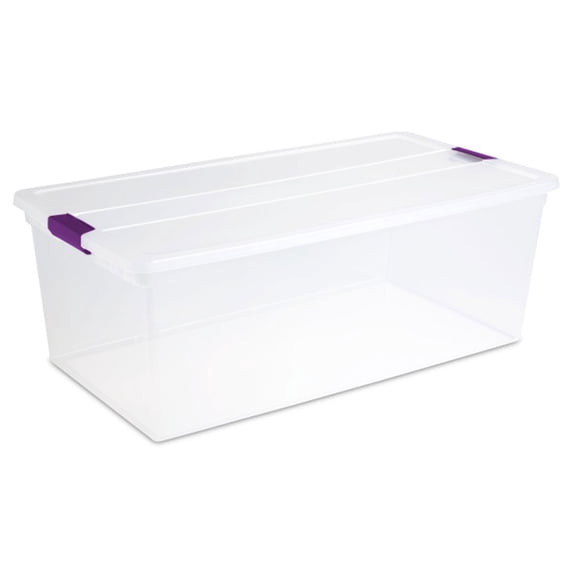 Sterilite 110 Qt Clear Storage Box with Secure Latching Lid, (8 Pack)