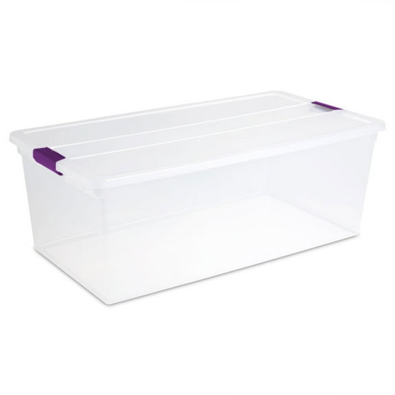 Sterilite 110 Qt Clear Storage Box with Secure Latching Lid, (8 Pack)