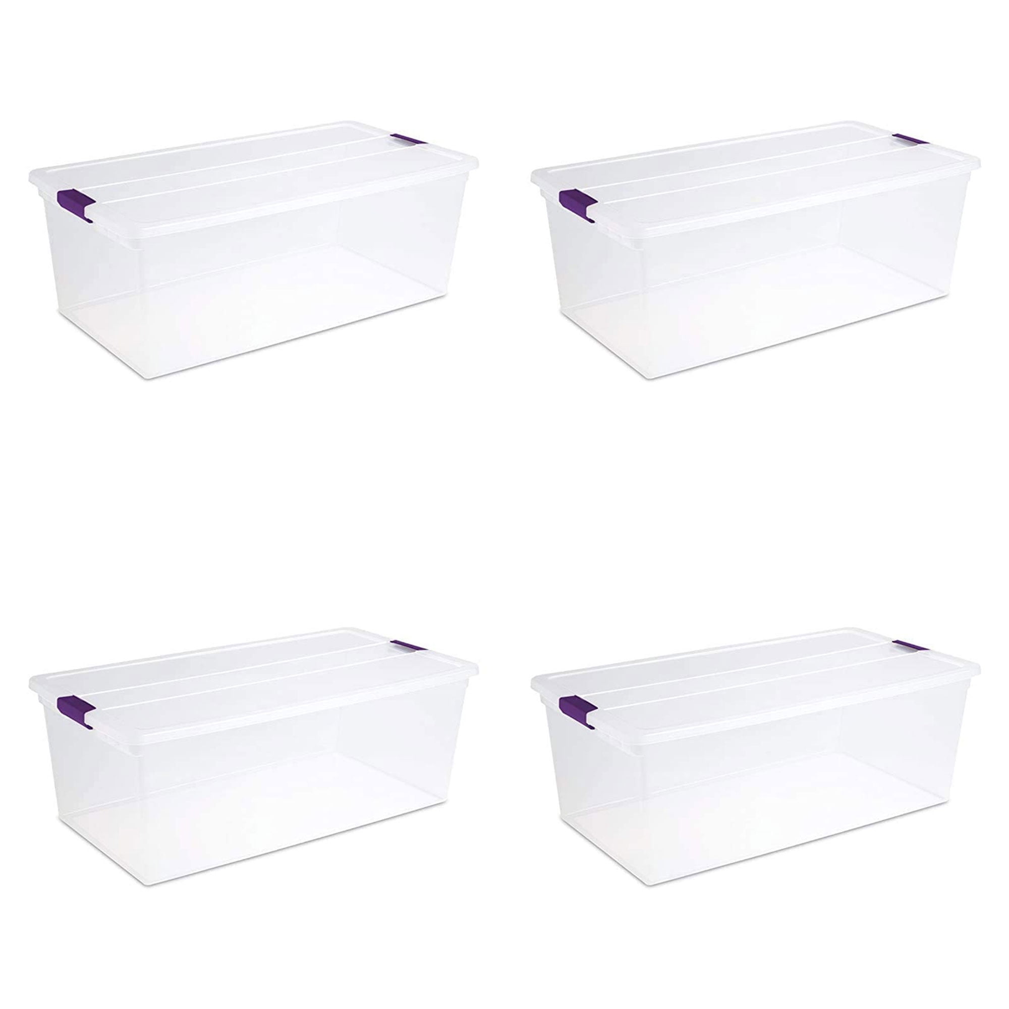 Sterilite 110 Qt ClearStorage Containers, Stackable ClearView Latch Box, 4Pack