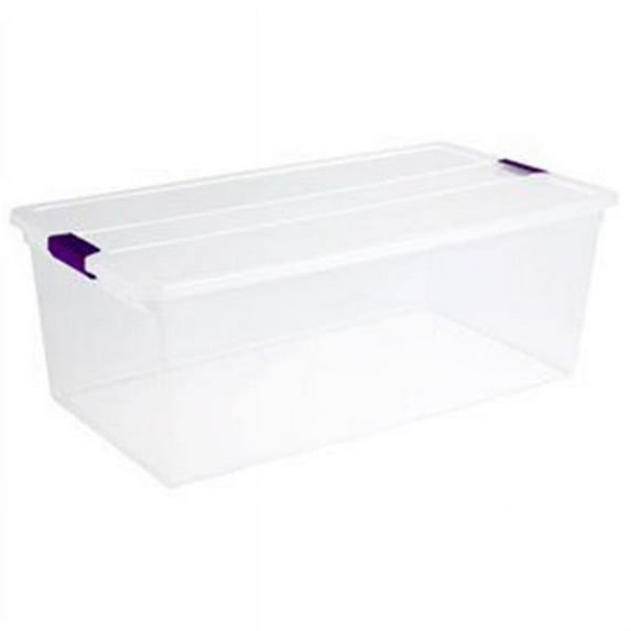 Sterilite 110 Quart Clear Storage Box with Secure Latch Handles, (4 Pack)