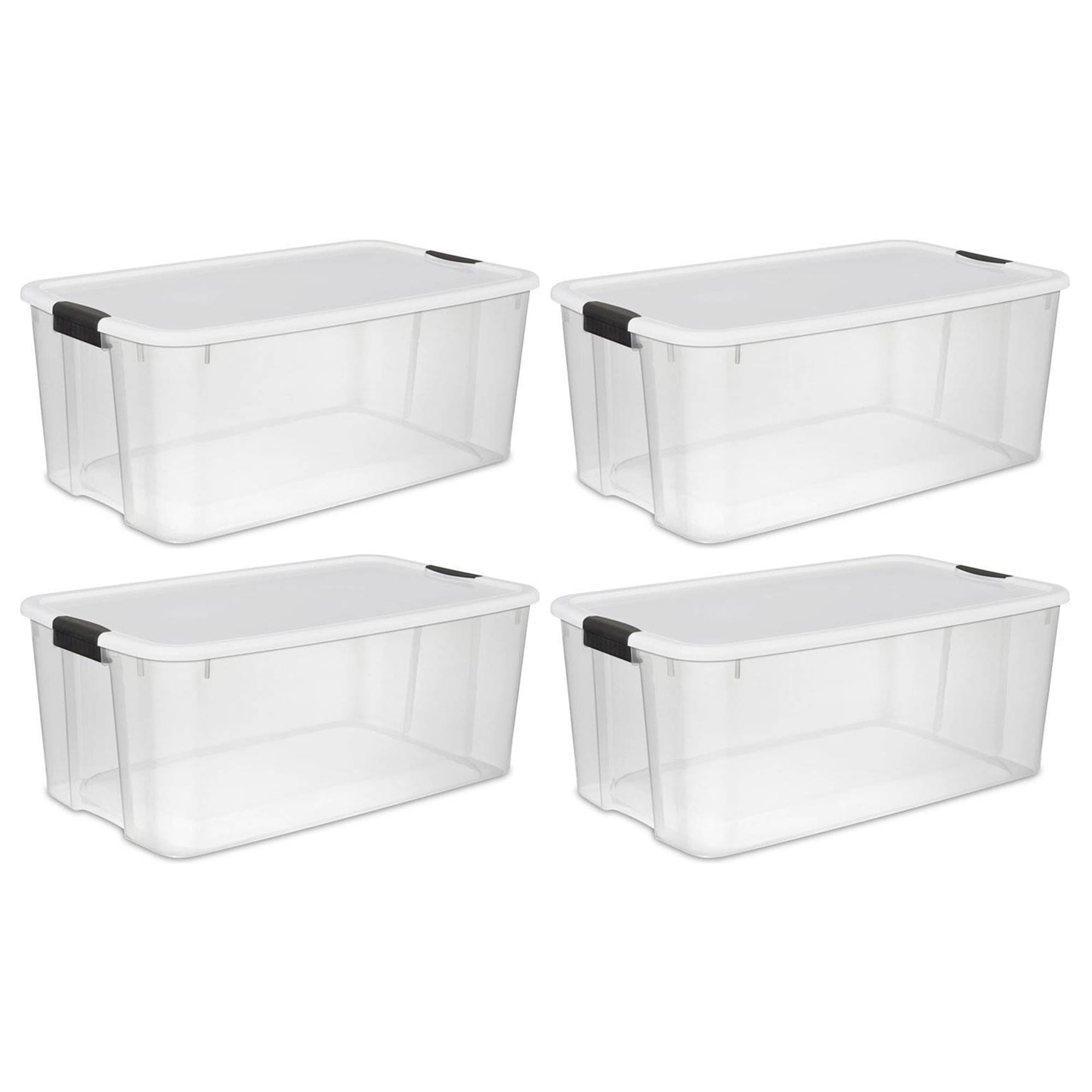 Sterilite 18 Qt Ultra Latch Box, Stackable Storage Bin with Lid, Plastic  Container with Heavy Duty Latches to Organize, Clear and White Lid, 6-Pack