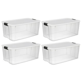 HART 200 Quart Latching Rolling Plastic Storage Bin Container, Clear, Set  of 2