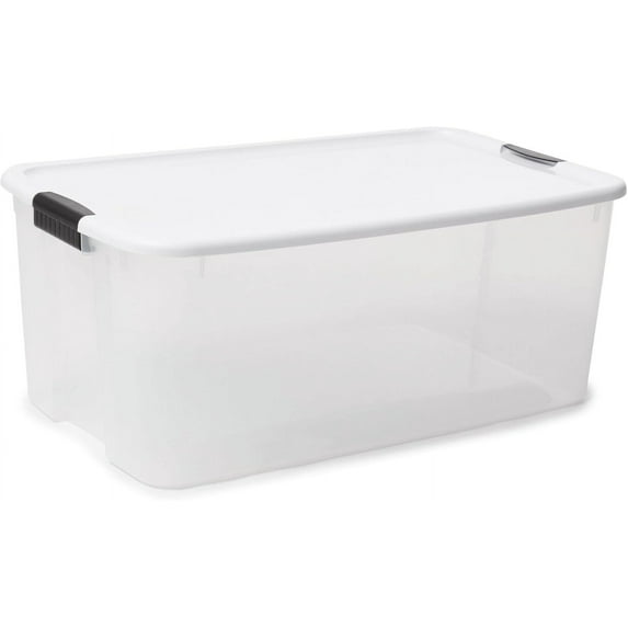 Sterilite 116 Quart Clear Stackable Latching Storage Box Containers, 1 Pack