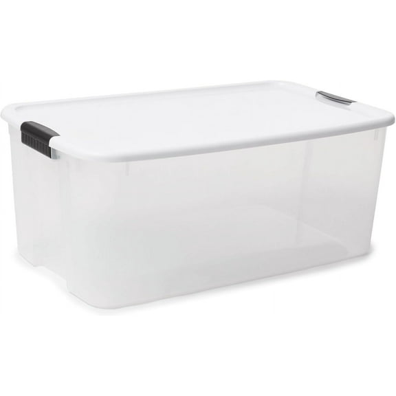 Sterilite 116 Quart Clear Stackable Latching Storage Box Containers, 1 Pack